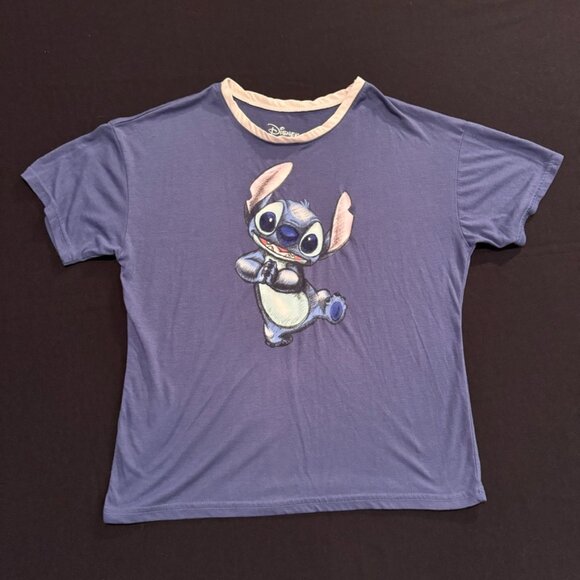 Disney Blue Stitch Short Sleeve Tee Shirt Juniors Size Medium - Picture 1 of 5